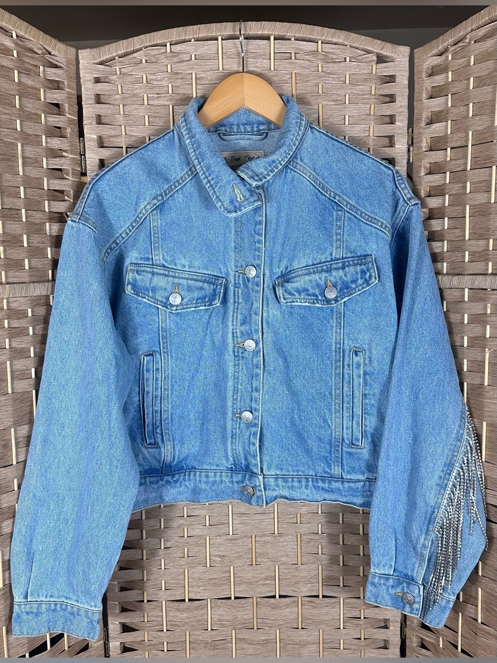 Free People Comet Denim Bomber Jacket - Size XS - Picture 2 of 9